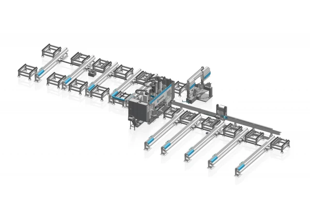 3D model of an automated steel processing line U, showcasing Guanda International Machinery's advanced manufacturing capabilities.
