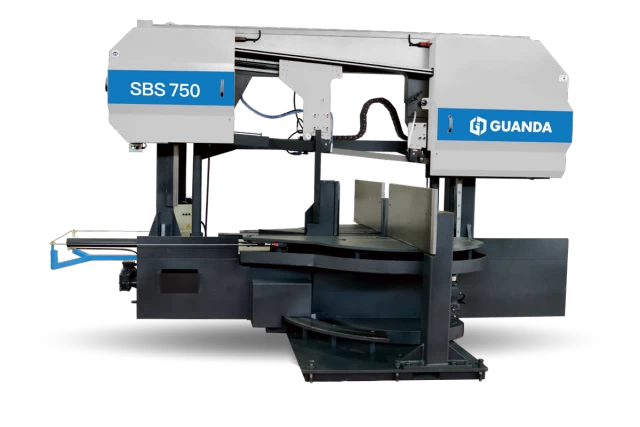 Guanda International Machinery's SBS Double Mitre Bandsaw, designed for precise and efficient steel processing.